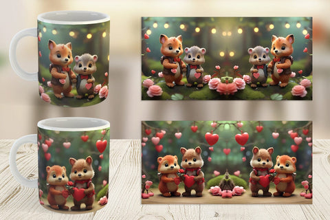Mug Wrap Valentine Forest Animal Sublimation artnoy 