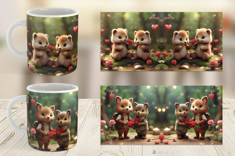 Mug Wrap Valentine Forest Animal Sublimation artnoy 