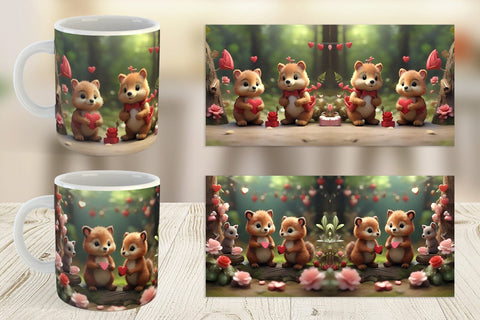 Mug Wrap Valentine Forest Animal Sublimation artnoy 