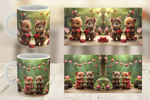 Mug Wrap Valentine Forest Animal Sublimation artnoy 