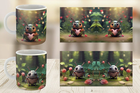 Mug Wrap Valentine Forest Beetle Sublimation artnoy 