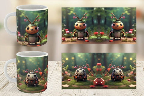 Mug Wrap Valentine Forest Beetle Sublimation artnoy 
