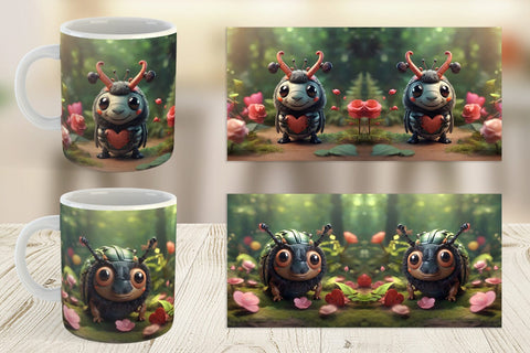Mug Wrap Valentine Forest Beetle Sublimation artnoy 
