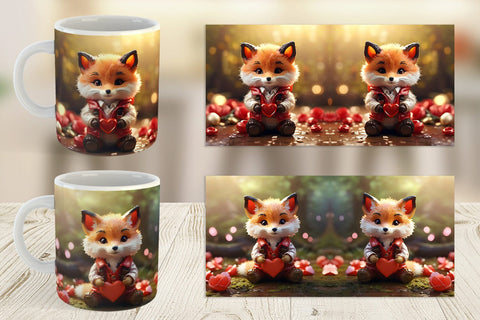 Mug Wrap Valentine Fox Sublimation artnoy 