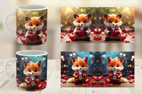 Mug Wrap Valentine Fox Sublimation artnoy 