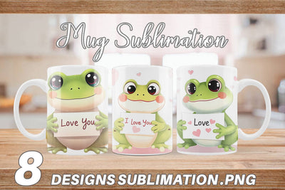 Mug Wrap Valentine Frog Cartoon Sublimation artnoy 