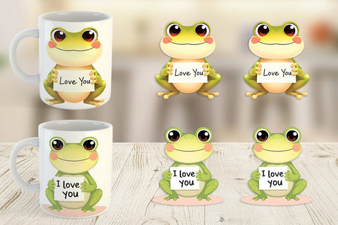 Mug Wrap Valentine Frog Cartoon Sublimation artnoy 
