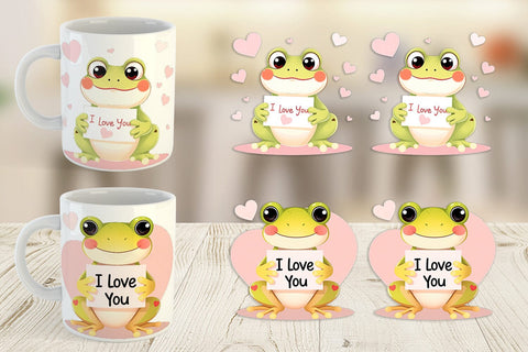 Mug Wrap Valentine Frog Cartoon Sublimation artnoy 