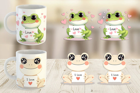 Mug Wrap Valentine Frog Cartoon Sublimation artnoy 