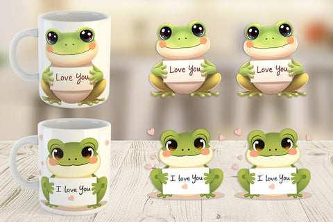 Mug Wrap Valentine Frog Cartoon Sublimation artnoy 