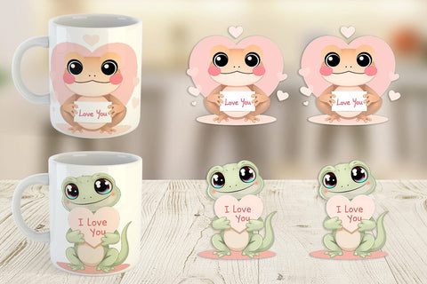 Mug Wrap Valentine Gecko Cartoon Sublimation artnoy 