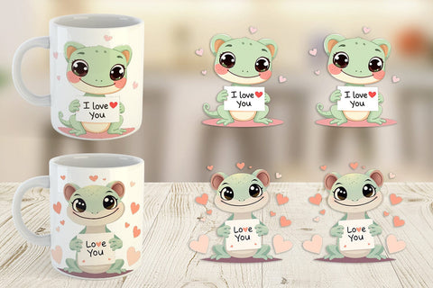 Mug Wrap Valentine Gecko Cartoon Sublimation artnoy 