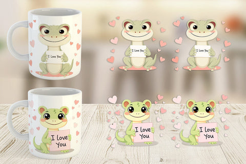 Mug Wrap Valentine Gecko Cartoon Sublimation artnoy 