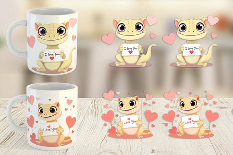 Mug Wrap Valentine Gecko Cartoon Sublimation artnoy 