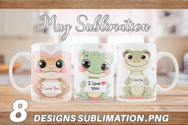 Mug Wrap Valentine Gecko Cartoon Sublimation artnoy 