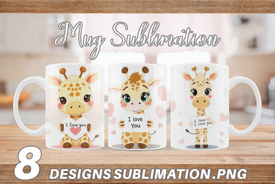 Mug Wrap Valentine Giraffe Cartoon Sublimation artnoy 