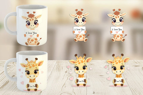 Mug Wrap Valentine Giraffe Cartoon Sublimation artnoy 
