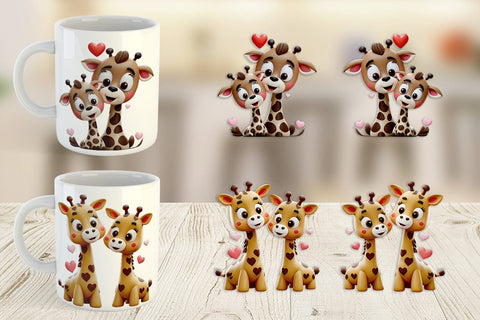Mug Wrap Valentine Giraffe Sublimation artnoy 