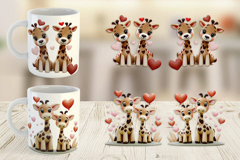 Mug Wrap Valentine Giraffe Sublimation artnoy 