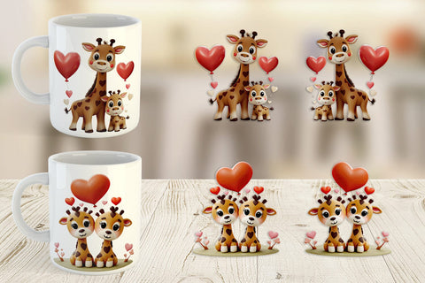 Mug Wrap Valentine Giraffe Sublimation artnoy 