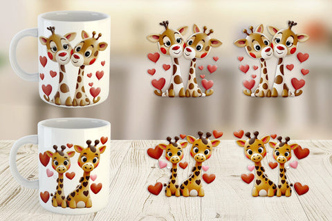 Mug Wrap Valentine Giraffe Sublimation artnoy 