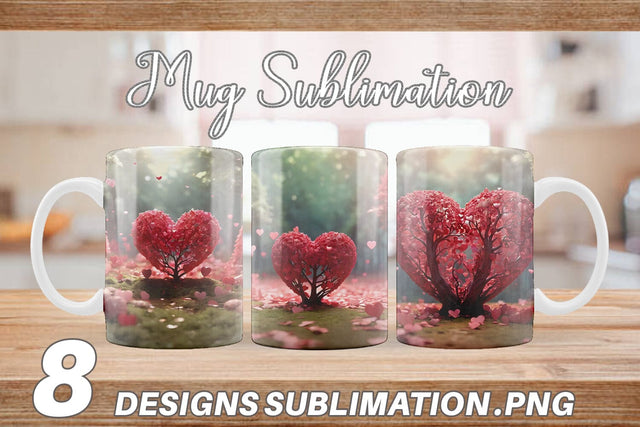 Mug Wrap Valentine Heart Forest Sublimation artnoy 