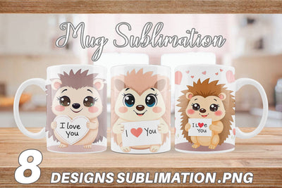 Mug Wrap Valentine Hedgehog Cartoon Sublimation artnoy 