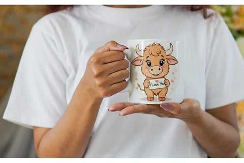 Mug Wrap Valentine Highland Cow Cartoon Sublimation artnoy 