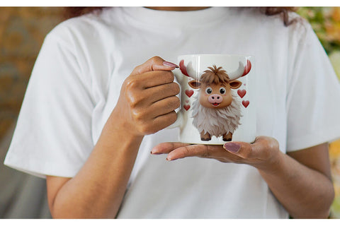 Mug Wrap Valentine Highland Cow Sublimation artnoy 