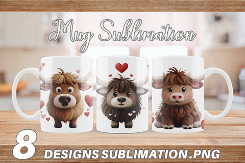 Mug Wrap Valentine Highland Cow Sublimation artnoy 