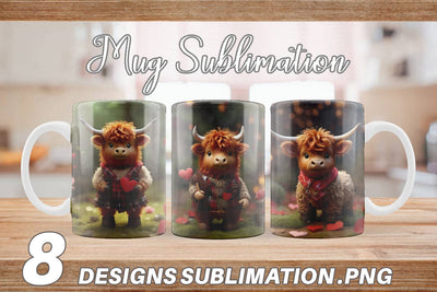 Mug Wrap Valentine Highland Cow Sublimation artnoy 