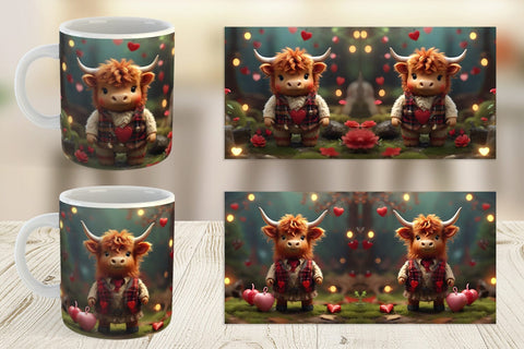 Mug Wrap Valentine Highland Cow Sublimation artnoy 