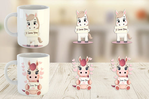 Mug Wrap Valentine Horse Cartoon Sublimation artnoy 