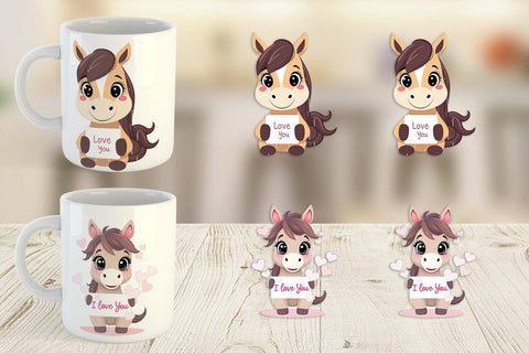 Mug Wrap Valentine Horse Cartoon Sublimation artnoy 