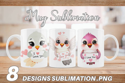 Mug Wrap Valentine Hummingbird Cartoon Sublimation artnoy 