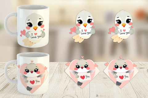 Mug Wrap Valentine Hummingbird Cartoon Sublimation artnoy 