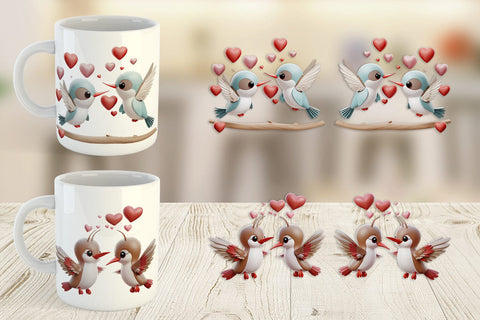 Mug Wrap Valentine Hummingbird Sublimation artnoy 