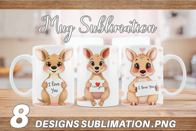 Mug Wrap Valentine Kangaroo Cartoon Sublimation artnoy 