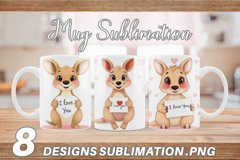 Mug Wrap Valentine Kangaroo Cartoon Sublimation artnoy 