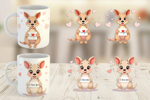 Mug Wrap Valentine Kangaroo Cartoon Sublimation artnoy 