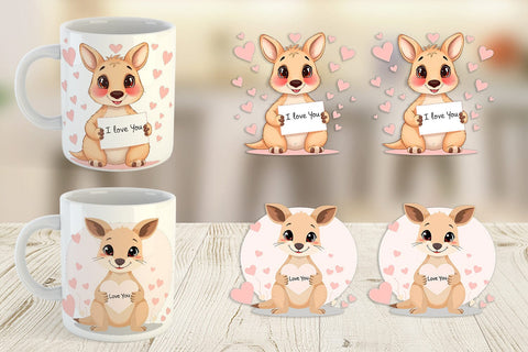 Mug Wrap Valentine Kangaroo Cartoon Sublimation artnoy 