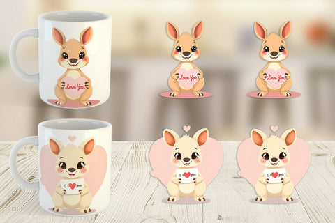 Mug Wrap Valentine Kangaroo Cartoon Sublimation artnoy 