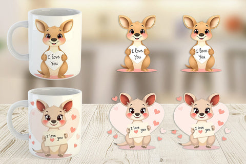 Mug Wrap Valentine Kangaroo Cartoon Sublimation artnoy 