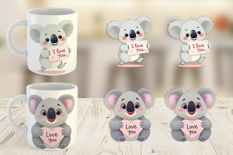 Mug Wrap Valentine Koala Cartoon Sublimation artnoy 