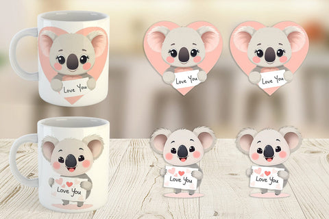Mug Wrap Valentine Koala Cartoon Sublimation artnoy 