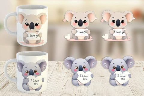Mug Wrap Valentine Koala Cartoon Sublimation artnoy 