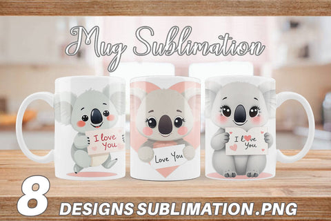 Mug Wrap Valentine Koala Cartoon Sublimation artnoy 