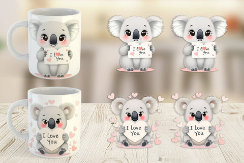 Mug Wrap Valentine Koala Cartoon Sublimation artnoy 