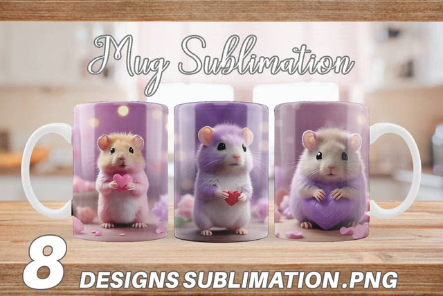 Mug Wrap Valentine Lilac Gerbil Sublimation artnoy 