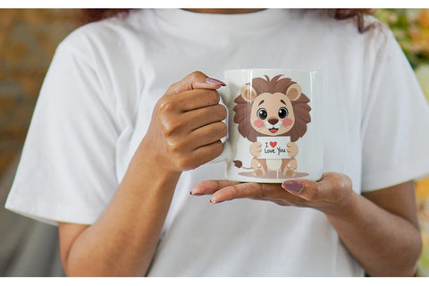 Mug Wrap Valentine Lion Cartoon Sublimation artnoy 